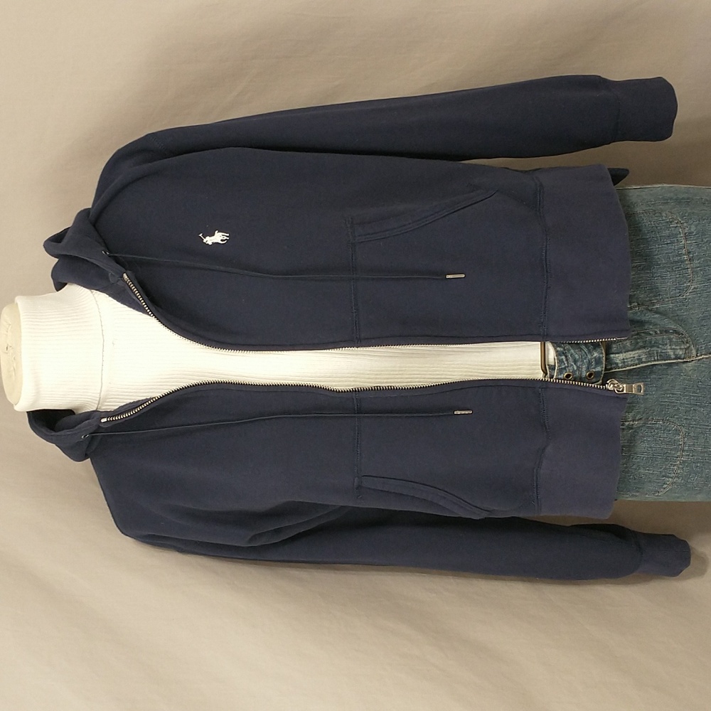 Polo Hoodie Navy Blue Soft Cotton Blend Hooded Sweatshirt Ralph Lauren Jacket